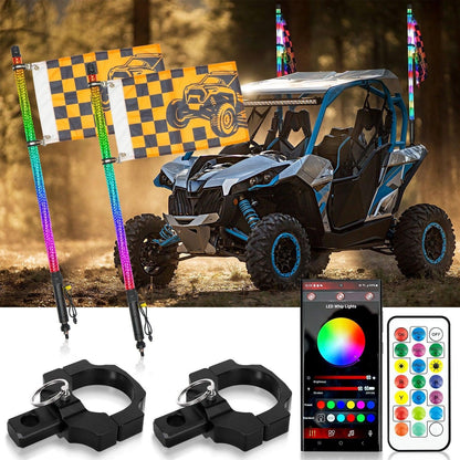 New LED RGB fouets LED avec clignotant & feu stop, Bluetooth APP/ télécommande – vue 15 – NOVADOMIO
