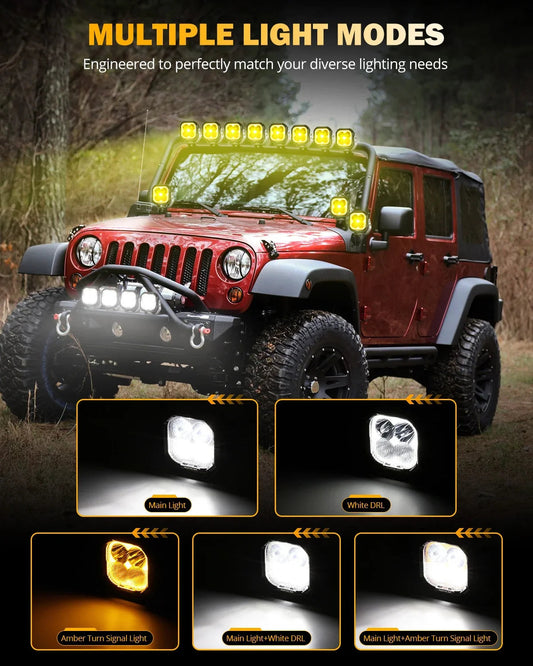 Couleur Play série 3″ 100 W Projecteurs LED compacts tout-terrain avec blanc DRL & feux clignotants orange – vue 2