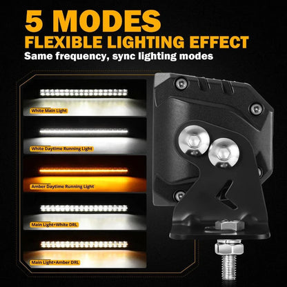 SP-DRL série 12″/22″/32″/42″ tout-terrain Double Row Barres LED avec orange&blanc DRL – vue 5 – NOVADOMIO