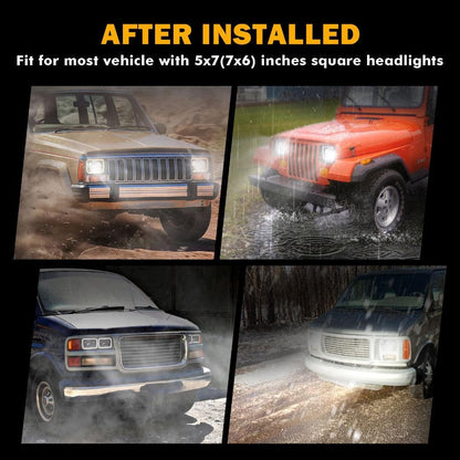 7×6 phares LED Rectangular phares High Low optique scellée avec DRL clignotant homologation DOT pour Jeep Wrangler YJ