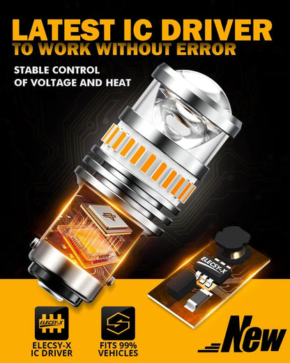 1157 BAY15D Ampoules LED pour clignotants avant/arrière et feux latéraux 11W 4000LM 3500K orange B1 série – 2 ampoules – vue