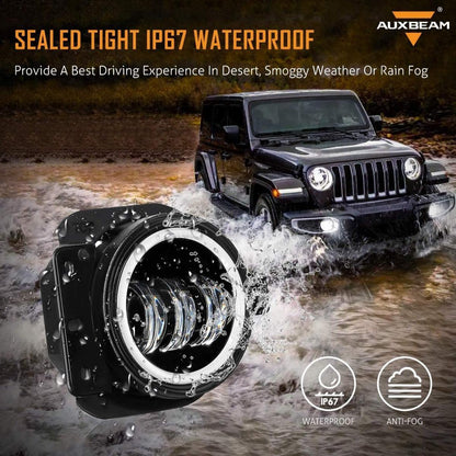 Lot de 2 4″ 30 W rond LED antibrouillards avec DRL&orange clignotant pour Jeep Wrangler JL JLU 2018 2019 2020 – vue 4