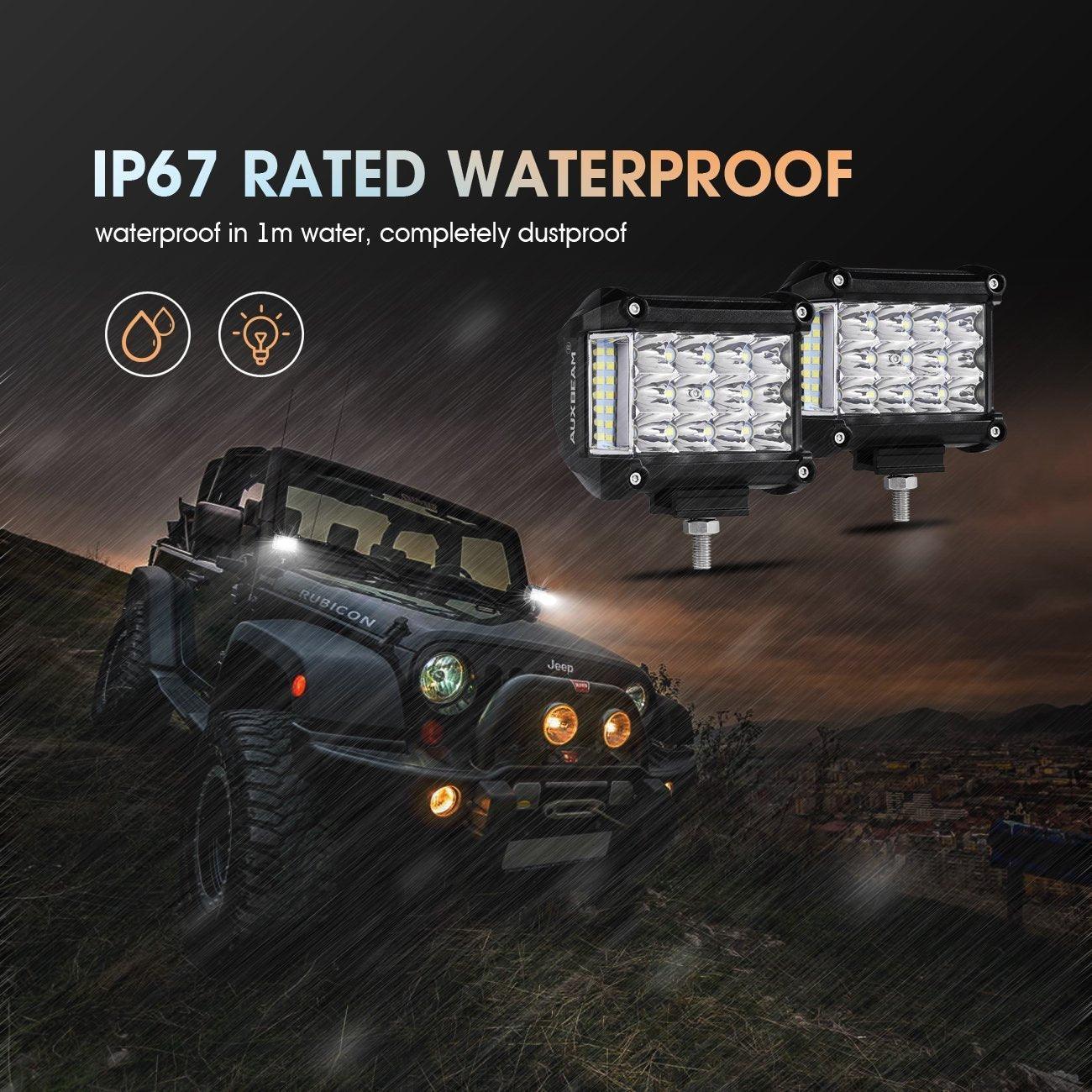 4pcs 4" LED PODS faisceau combiné & Dual A-Pillar Light Lower Windshield Hinge Mounting Brackets pour Jeep Wrangler JK 2DR/4…