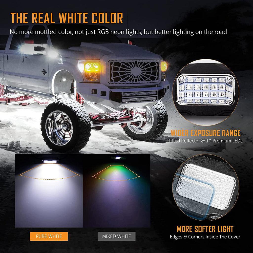 Dome Light UTV Interior Light Universal Roll Bar Cage Mount + RGBW LED Rock Light avec Bluetooth Control pour Polaris, Can-A…
