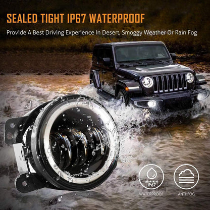 7″ LED phare de remplacement et 4″ 30 W LED antibrouillards avec blanc DRL+orange clignotant pour Jeep Wrangler2007-2018 JK