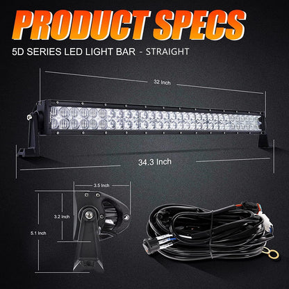 32″ 5D série droit/courbé Barres LED & Upper Barres LED supports de montage Combo pour 2013–2021 Polaris RZR XP1000 &