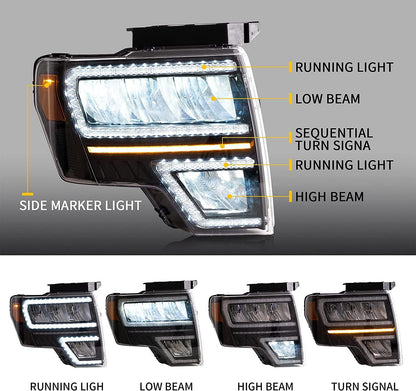 LED bloc optique avant Reflection Bowl pour 2009–2014 Ford F150 12th Gen – vue 5 – NOVADOMIO