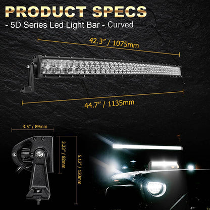 42″ 5D série Barres LED & automobile Roof pare-brise Barres LED support de montage pour 2014–2019 Can-Am Commander 1000 800