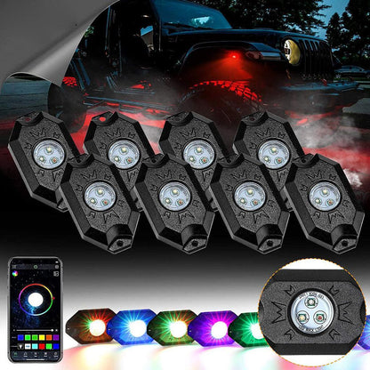 2 pièces 3FT RGB LED fouets LED avec clignotant & feu stop + RGB LED éclairages de soubassement kit avec commande Bluetooth