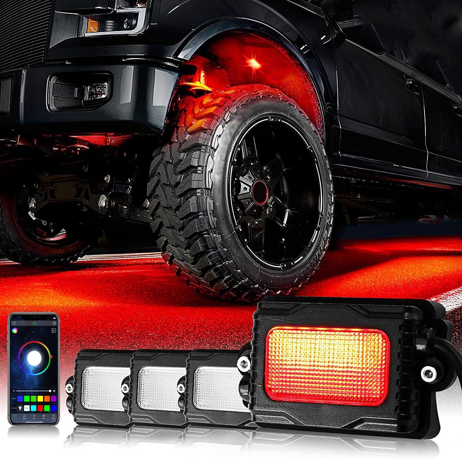 8Pcs RGB LED Rock Light Multicolor Set avec Bluetooth Controller – vue 8