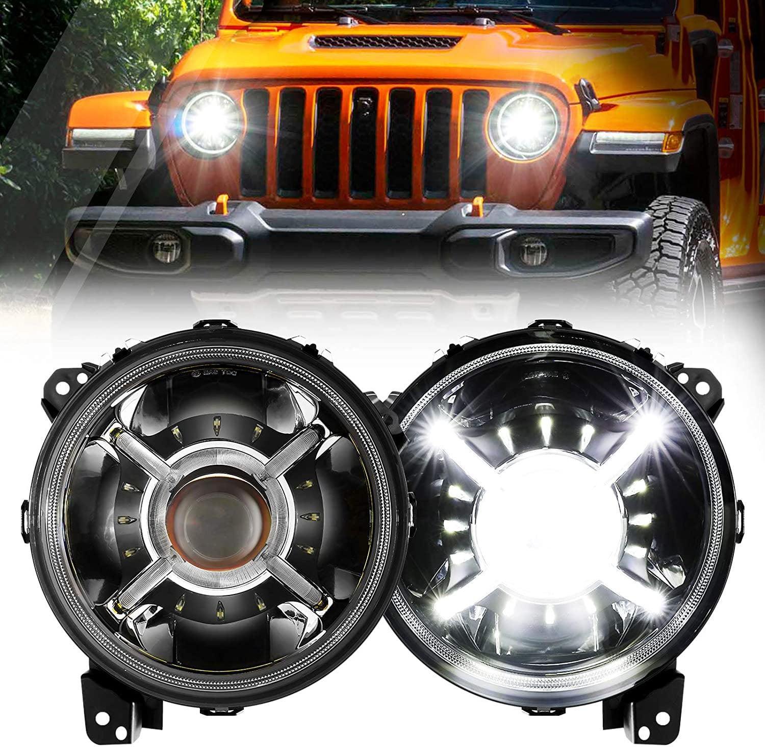 (2pcs/set) 9'' Round 100W LED light avec Hi-Lo Beam & DRL pour 2018-2022 Jeep Wrangler JL, 2019-2022 Gladiator JT