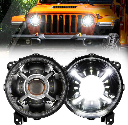 Lot de 2 9″ rond 100 W éclairage LED avec feux de route/croisement & DRL pour 2018–2022 Jeep Wrangler JL, 2019–2022 Gladiator
