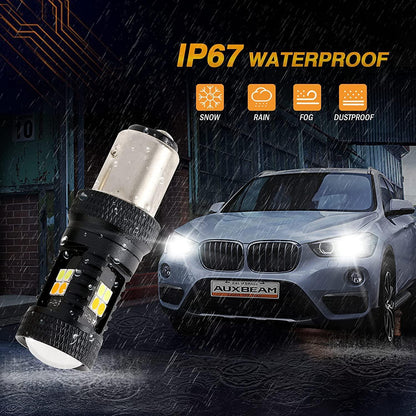 1157 BAY15D Ampoules LED pour clignotants avant et feux de jour 300% haute luminosité bicolore à commutation blanc & orange