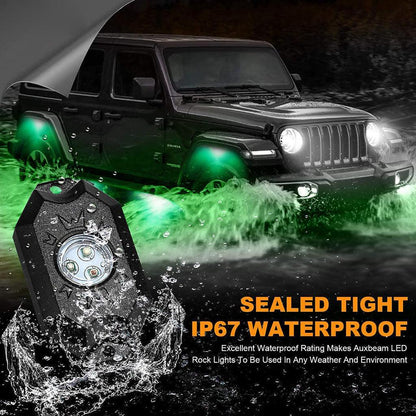 2 pièces 4FT RGB LED fouets LED avec clignotant & feu stop + RGB LED éclairages de soubassement kit avec commande Bluetooth