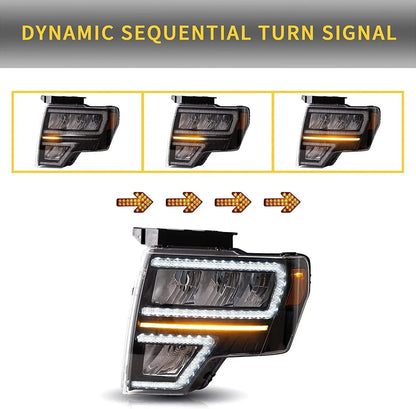 LED bloc optique avant Reflection Bowl pour 2009–2014 Ford F150 12th Gen – vue 7 – NOVADOMIO