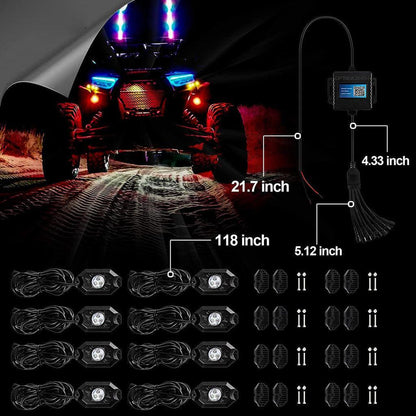 4FT RGB LED fouets LED & RGB LED éclairages de soubassement kit avec commande Bluetooth – vue 6 – NOVADOMIO