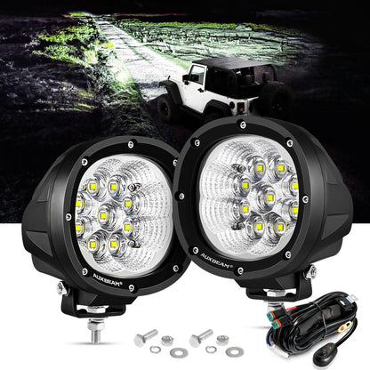 P4 série | 4″ 90 W 9 000 lm rond LED feux longue portée Flood blanc projecteurs LED compacts – NOVADOMIO