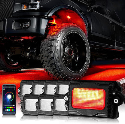 8 pièces RGB éclairage LED de soubassement Multicolor kit avec Bluetooth contrôleur – NOVADOMIO