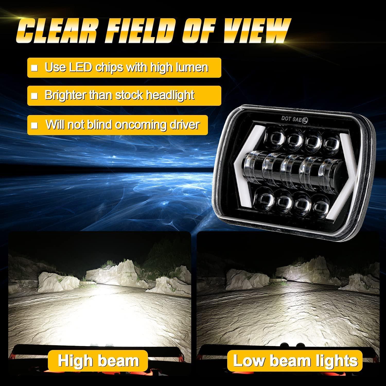 7x6 Inch LED Projector Headlights + H4 LED Headlight Brightness Intensifier Wiring Harness pour Chevrolet Express Cargo Van…