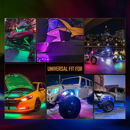 8 pièces RGB éclairage LED de soubassement Multicolor kit avec Bluetooth contrôleur – vue 2 – NOVADOMIO