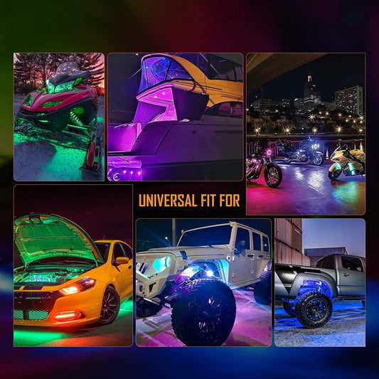 8 pièces RGB éclairage LED de soubassement Multicolor kit avec Bluetooth contrôleur – vue 2 – NOVADOMIO