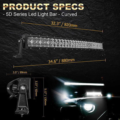32″ 5D série droit/courbé Barres LED & Upper Barres LED supports de montage Combo pour 2013–2021 Polaris RZR XP1000 &
