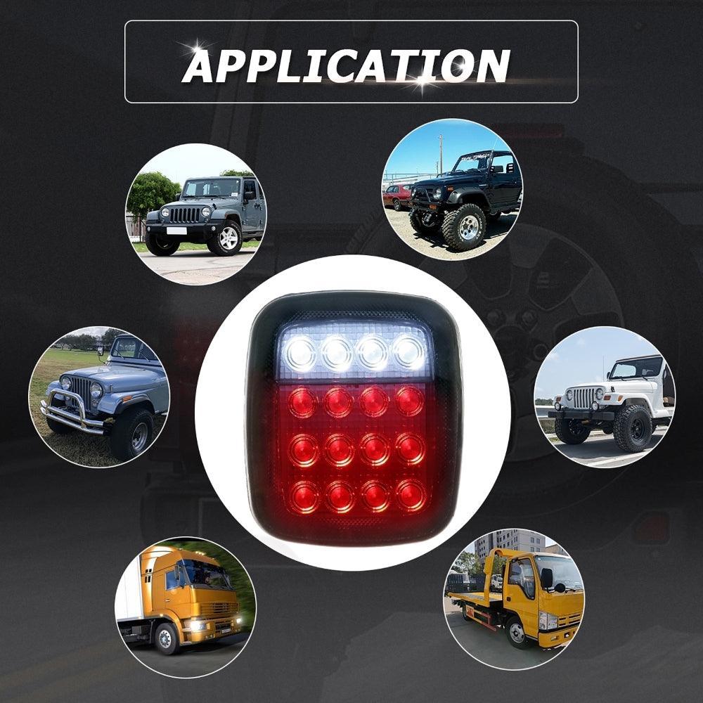 (2pcs/set) Universal Tail Lights 16LEDs pour Jeep Wrangler YJ TJ CJ Truck Trailer Boat (Smoked) – vue 6