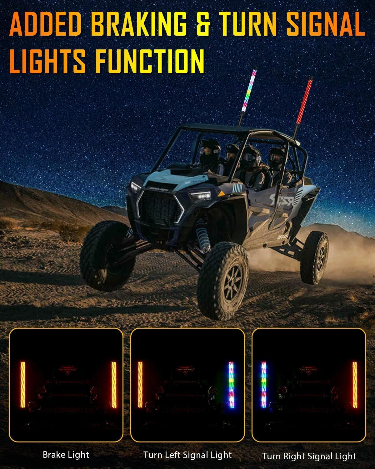 New 2.2FT LED RGB Whip Lights avec clignotant & Brake Light, Bluetooth APP/ Remote Control – vue 5