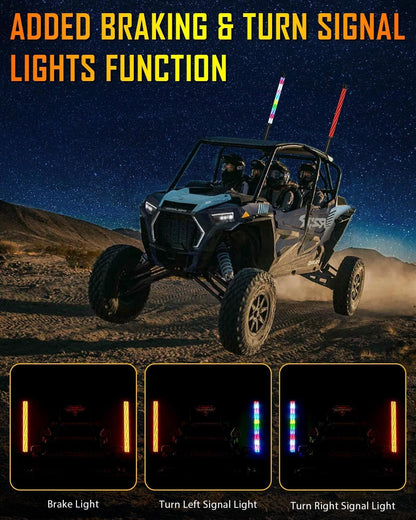 New 2.2FT LED RGB fouets LED avec clignotant & feu stop, Bluetooth APP/ télécommande – vue 5 – NOVADOMIO