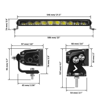 SP-DRL série 22″ 114 W 12 440 lm simple rangée tout-terrain Barres LED avec orange&blanc DRL – vue 11 – NOVADOMIO