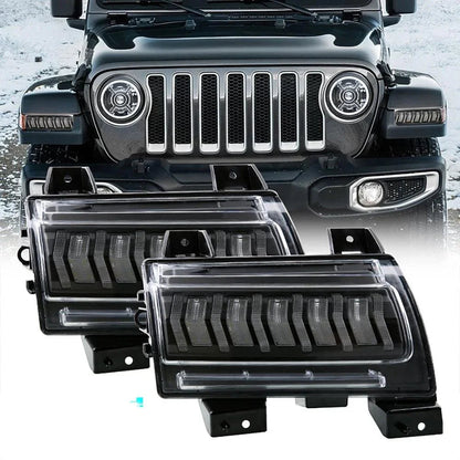 Upgraded extensions d’ailes feux, LED séquentiel clignotant clignotant avec DRL pour Jeep Wrangler JL Gladiator JT