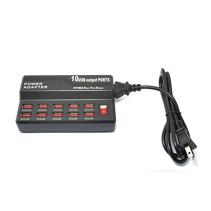 Prise multiprise sortie USB 10 Ports Station de charge chargeur mural de bureau (US) – vue 3