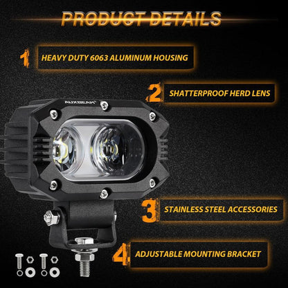 4″ 30 W Corrugated Lens faisceau large projecteurs LED compacts avec Dual montant A support de montage pour Ford Bronco 2/4