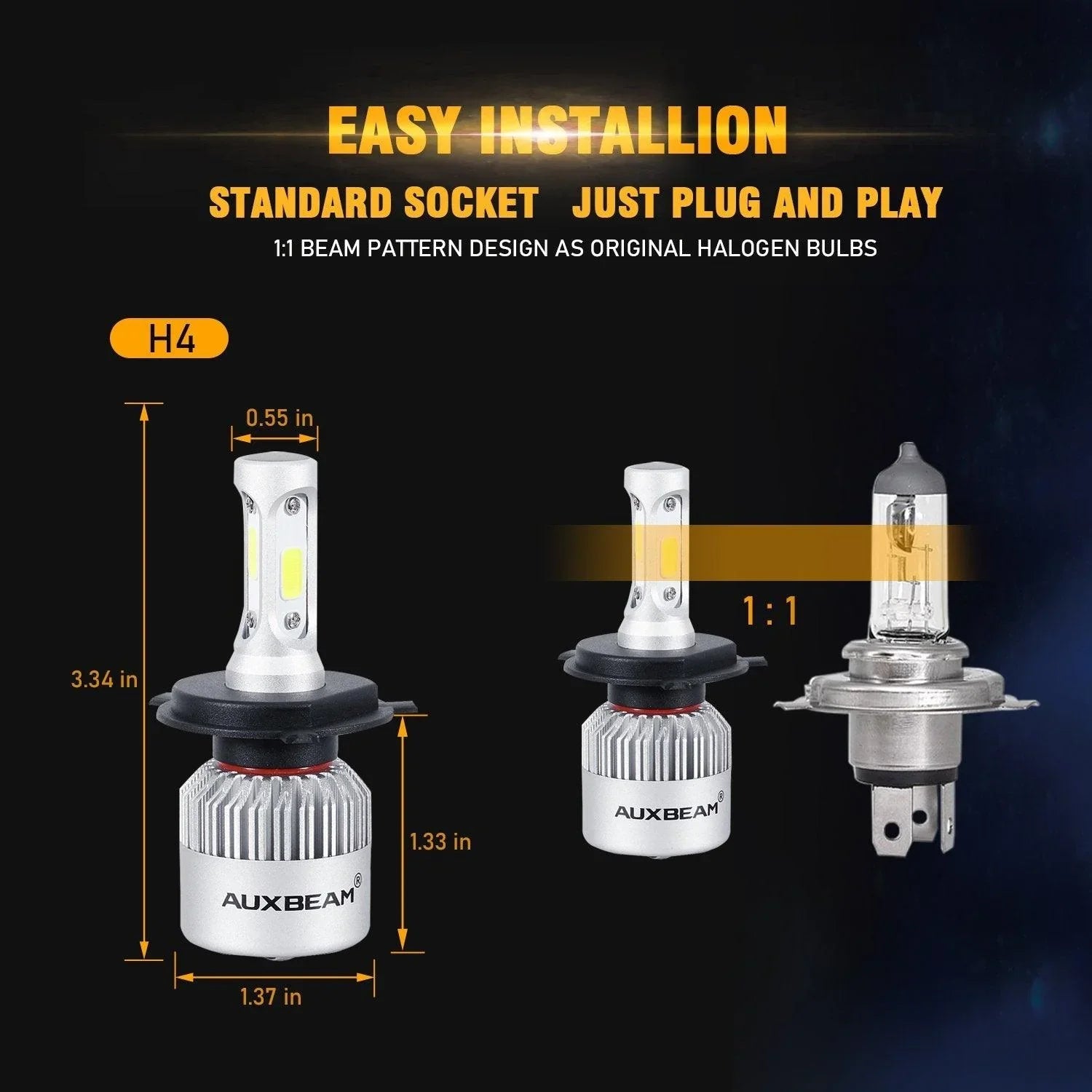 pour 2000 Mazda Miata H4/9003 High Low BEAM Ampoules LED S2-série COB 270°/360° Beam 8000LM – vue 8