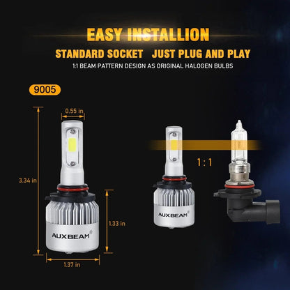 9005 Ampoules de phare LED 72 W 8 000 lm S2 série haute luminosité COB 6 500 K blanc froid – 2 ampoules – vue 8 – NOVADOMIO