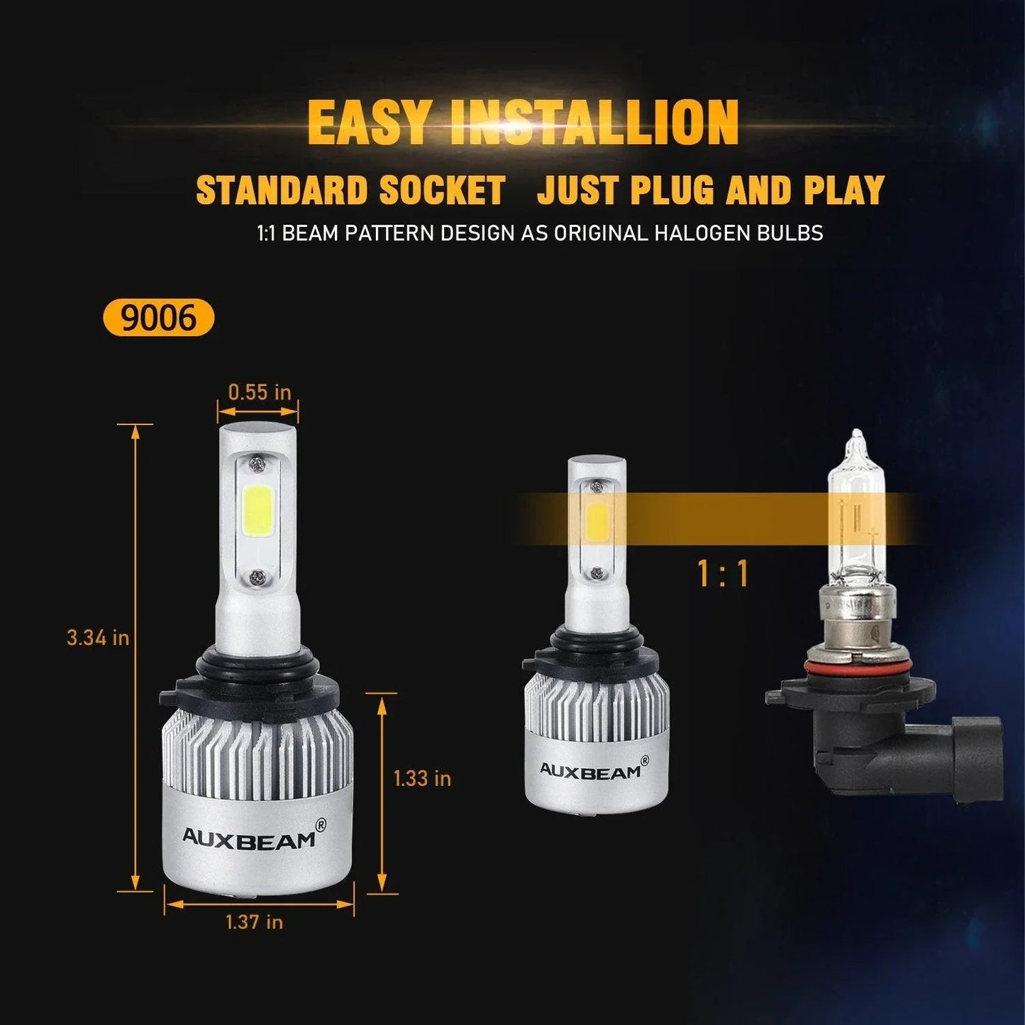 9006/HB4 Ampoules de phare LED 72W 8000ML S2 série Super Brightes COB 6500K blanc froid – 2 ampoules – vue 8