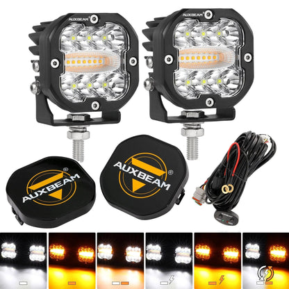 XP-ULTRA série 3″ 96 W 9 600 lm projecteurs LED compacts 6 MODES blanc orange clignotant LED feux longue portée – vue 13