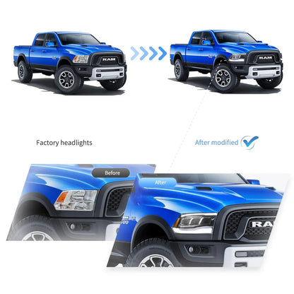 LED bloc optique avant Reflection Bowl pour 2009–2018 Dodge Ram 4th Gen 1500 2500 3500 – vue 10 – NOVADOMIO