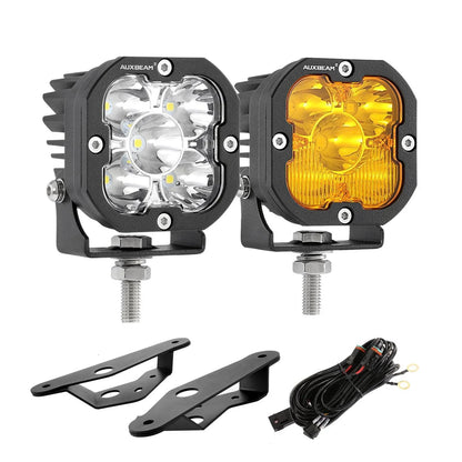 3″ 80 W 9 600 lm projecteurs LED compacts blanc&jaune avec Dual montant A support de montage pour Ford Bronco 2/4 portes 2021