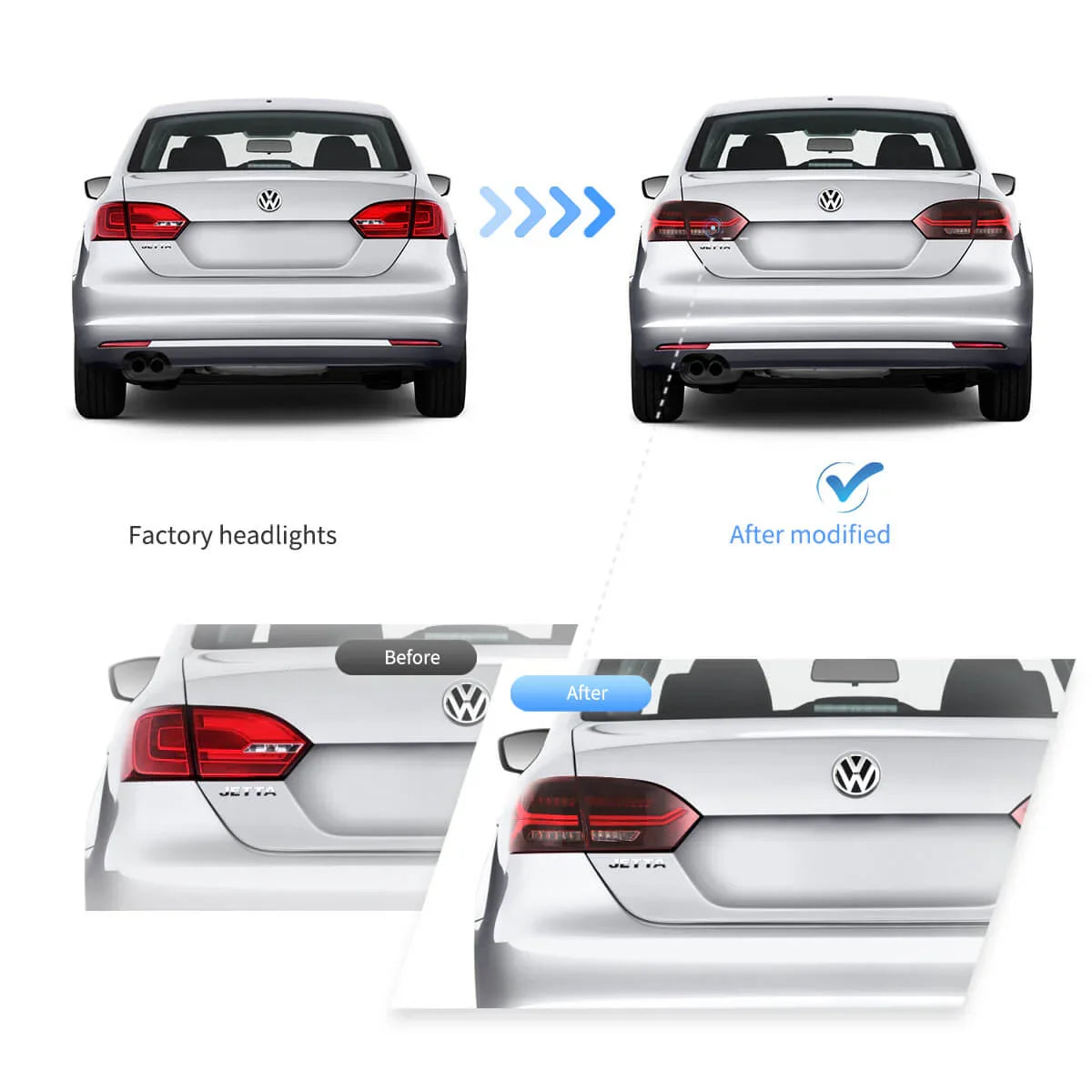 LED bloc de feux arrière avec Full LED Sequential clignotant pour 2011-2014 Volkswagen Jetta/Sagitar 6th Gen (A6) – vue 8