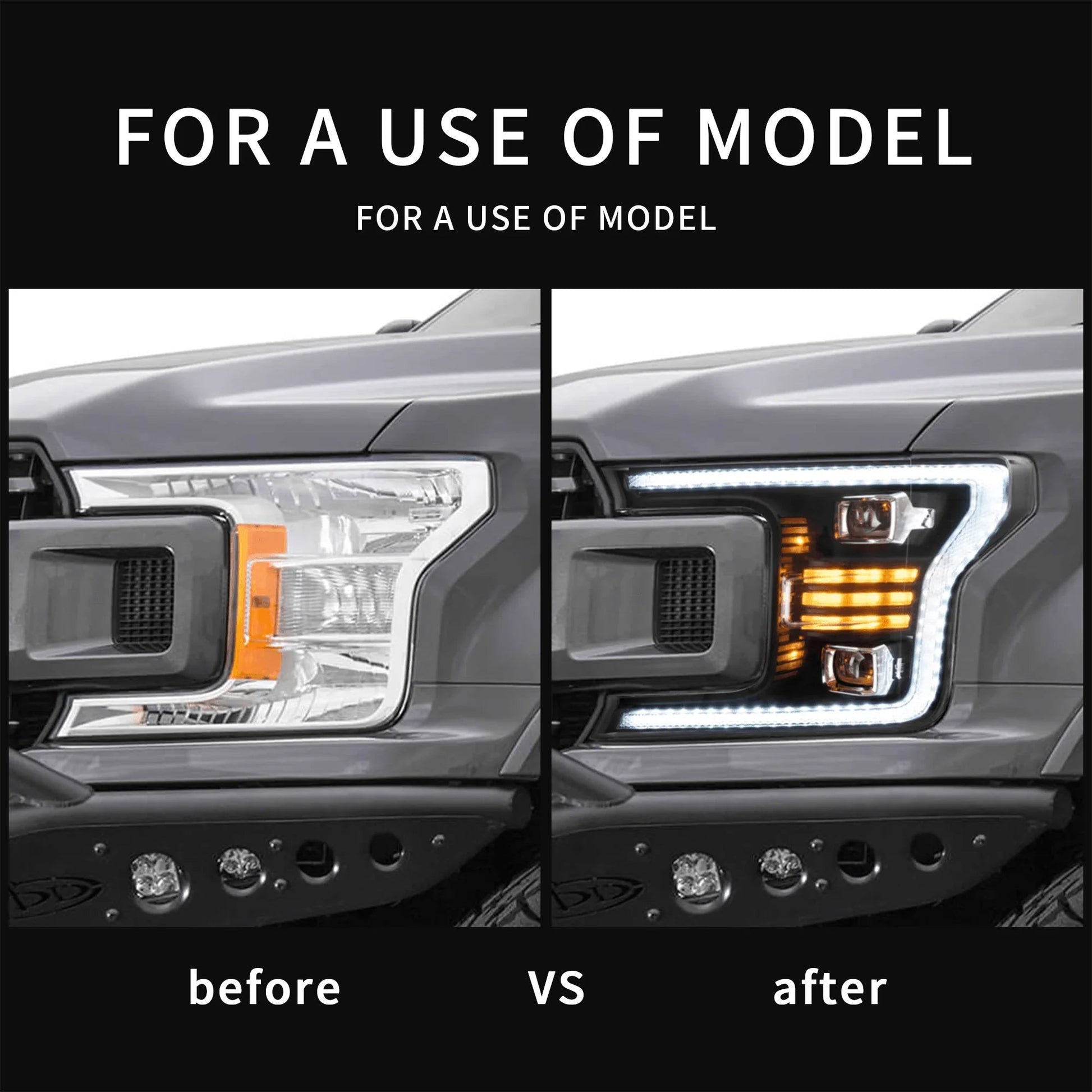 LED bloc optique avant Dual Beam Projector noir pour 2018-2020 Ford F150 13th Gen Facelifted – vue 6
