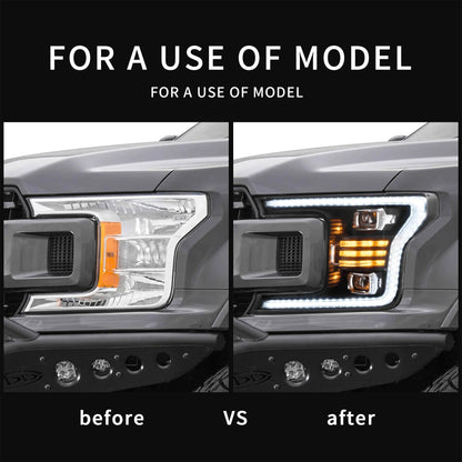 LED bloc optique avant projecteur double faisceau noir pour 2018–2020 Ford F150 13th Gen Facelifted – vue 6 – NOVADOMIO