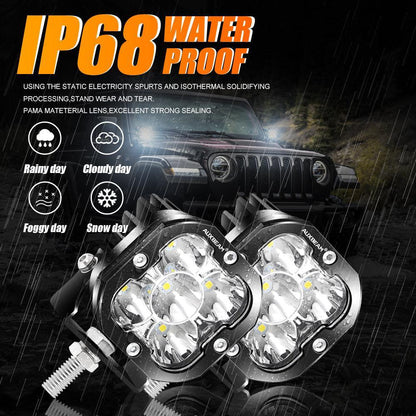 3″ projecteurs LED compacts avec supplémentaire orange caches & Dual antibrouillards Hidden pare-chocs support de montage