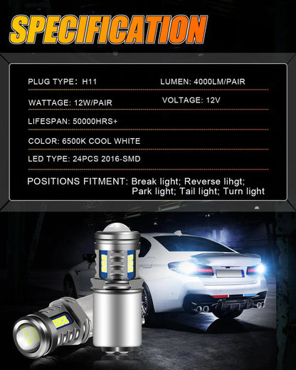 Lot de 2 1157/BAY15D Y2 série 3-Sides blanc froid LED Brake/Turn Single/Back-up/feu latéral/DRL – vue 6 – NOVADOMIO