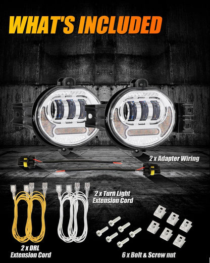 Lot de 2 LED antibrouillard ensemble w/ DRL+ clignotant pour Dodge Ram 1500 2002–2008, Dodge Ram 2500/3500 2003–2009 (chromé)