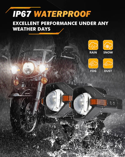 3″ moto LED spot Bi-LED lentille projecteur phare 120 W bicolore à commutation Feux de travail LED 3+5 modes d’éclairage pour