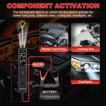 Testeur de circuit automobile KINGBOLEN ECT200 12/24 V – Écran LED – vue 5 – NOVADOMIO