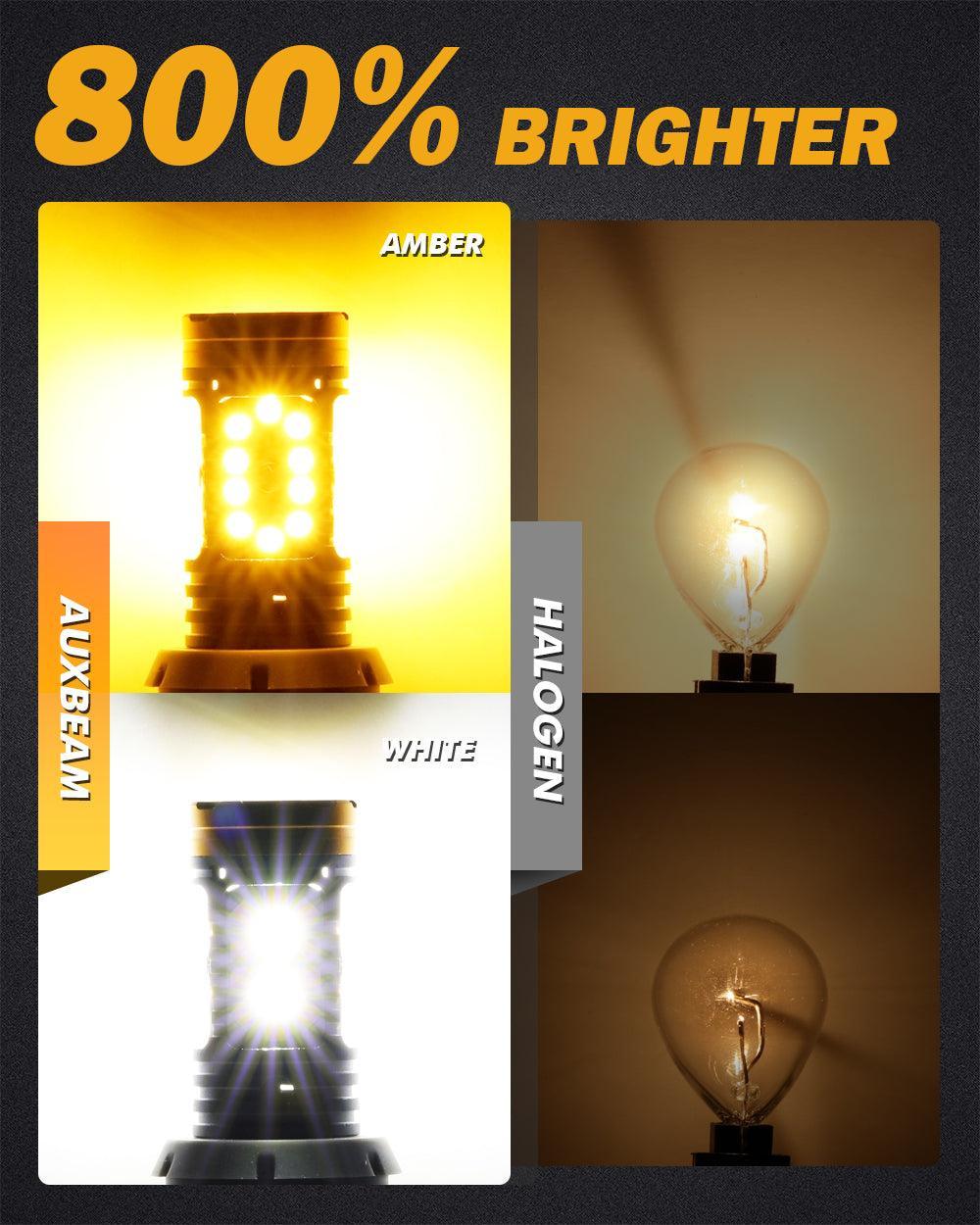 T25 3157 3156 Ampoules LED pour clignotants avant et feux de jour 800% haute luminosité sans erreur CAN-bus bicolore à commu…