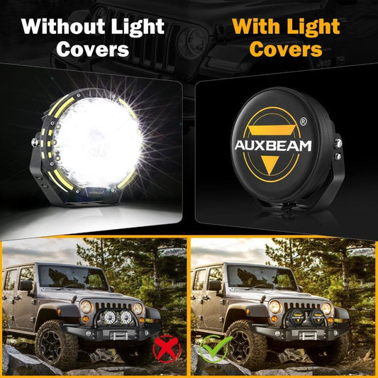 Lot de 2 7″ rond feu LED longue portée noir cache de protection en cuir cache de protection – vue 2 – NOVADOMIO