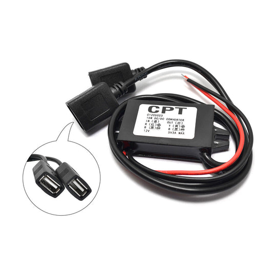 Convertisseur de puissance de voiture double USB 12 V à 5 V 3 A, module abaisseur de charge de téléphone DC-DC – vue…